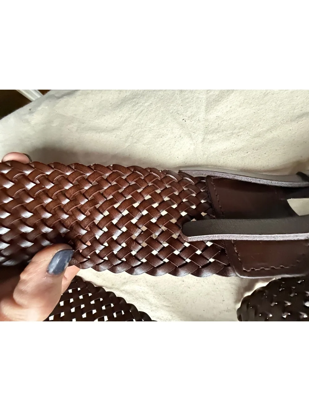Talbots Brown Woven Leather Adjustable Belt Size Small